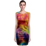 Colorful watercolors texture                                                    Sleeveless Velvet Midi Dress