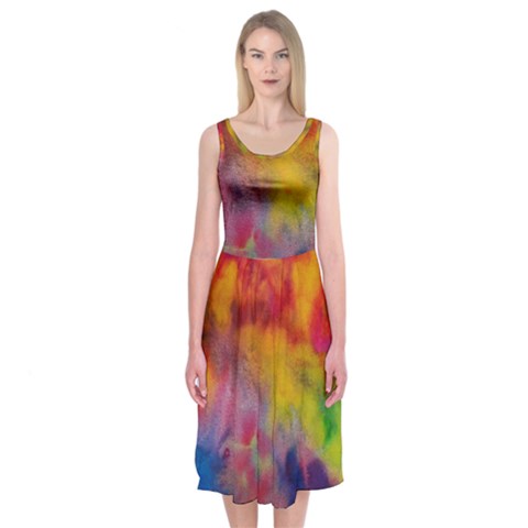 Colorful watercolors texture                                                   Midi Sleeveless Dress from ArtsNow.com