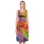 Colorful watercolors texture                                                   Midi Sleeveless Dress