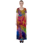 Colorful watercolors texture                                                   High Waist Short Sleeve Maxi Dress