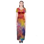 Colorful watercolors texture                                                    Short Sleeve Maxi Dress