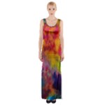 Colorful watercolors texture                                                    Maxi Thigh Split Dress