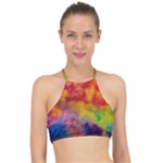 Colorful watercolors texture                                                   Racer Front Bikini Top