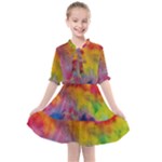 Colorful watercolors texture                                                 Kids  All Frills Chiffon Dress