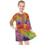 Colorful watercolors texture                                                  Kids  Quarter Sleeve Shirt Dress