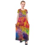 Colorful watercolors texture                                                  Kids  Short Sleeve Maxi Dress