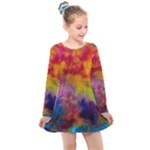 Colorful watercolors texture                                                   Kids  Long Sleeve Dress