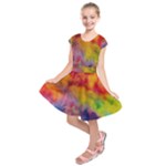 Colorful watercolors texture                                                        Kids  Short Sleeve Dress