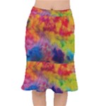 Colorful watercolors texture                                                        Short Mermaid Skirt