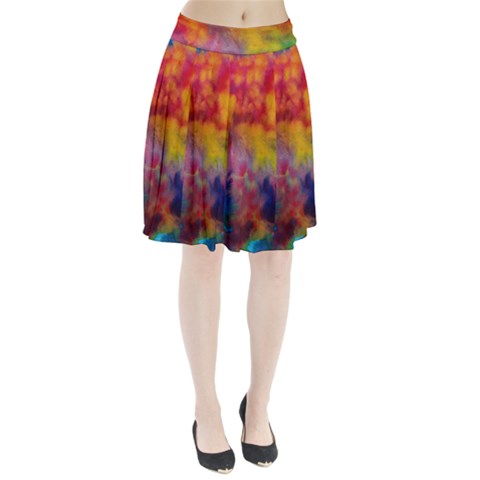 Colorful watercolors texture                                                Pleated Skirt from ArtsNow.com