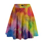 Colorful watercolors texture                                                      High Waist Skirt