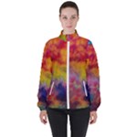 Colorful watercolors texture                                                    High Neck Windbreaker (Women)