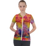 Colorful watercolors texture                                                   Short Sleeve Zip Up Jacket