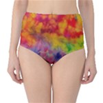 Colorful watercolors texture                                                    High-Waist Bikini Bottoms