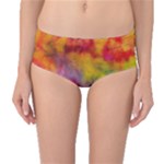 Colorful watercolors texture                                                    Mid-Waist Bikini Bottoms