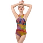 Colorful watercolors texture                                                   Cross Front Low Back Swimsuit