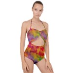 Colorful watercolors texture                                                   Scallop Top Cut Out Swimsuit