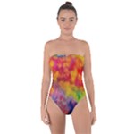 Colorful watercolors texture                                                   Tie Back One Piece Swimsuit