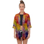 Colorful watercolors texture                                                   Open Front Chiffon Kimono