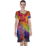 Colorful watercolors texture                                                    Short Sleeve Nightdress