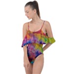 Colorful watercolors texture                                                    Drape Piece Swimsuit