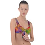 Colorful watercolors texture                                                    Front Tie Bikini Top