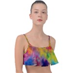 Colorful watercolors texture                                                   Frill Bikini Top