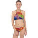 Colorful watercolors texture                                                    Racer Front Bikini Set