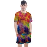 Colorful watercolors texture                                                  Men s Mesh Tee and Shorts Set