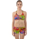 Colorful watercolors texture                                                    Back Web Sports Bra Set