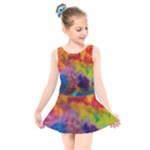 Colorful watercolors texture                                                   Kids  Skater Dress Swimsuit