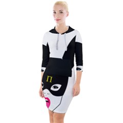 Quarter Sleeve Hood Bodycon Dress 