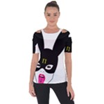 Bunny Girl Mask Shoulder Cut Out Short Sleeve Top