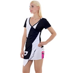 Short Sleeve Asymmetric Mini Dress 