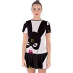 Bunny Girl Mask Drop Hem Mini Chiffon Dress