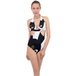 Bunny Girl Mask Halter Front Plunge Swimsuit