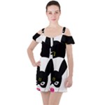 Bunny Girl Mask Ruffle Cut Out Chiffon Playsuit