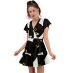 Bunny Girl Mask Flutter Sleeve Wrap Dress