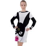 Bunny Girl Mask Long Sleeve Hoodie Dress