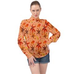 High Neck Long Sleeve Chiffon Top 