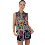 Mosaic pieces                                                   Sleeveless Chiffon Button Shirt