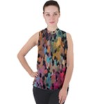 Mosaic pieces                                                  Mock Neck Chiffon Sleeveless Top