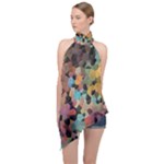 Mosaic pieces                                                     Halter Asymmetric Satin Top