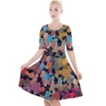 Mosaic pieces                                                       Quarter Sleeve A-Line Dress