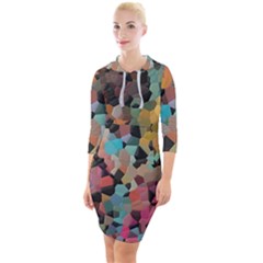 Quarter Sleeve Hood Bodycon Dress 