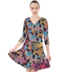 Mosaic pieces                                                      Quarter Sleeve Front Wrap Dress