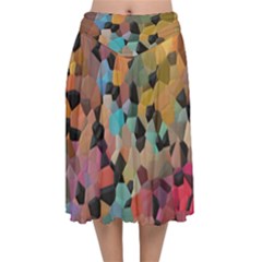 Velvet Flared Midi Skirt 