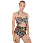 Mosaic pieces                                                   Scallop Top Cut Out Swimsuit