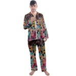 Mosaic pieces                                                    Men s Satin Pajamas Long Pants Set