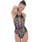 Mosaic pieces                                                    Plunge Cut Halter Swimsuit